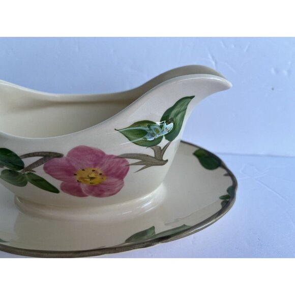 Franciscan Desert Rose Gravy Boat Made in England w/ Attached Drip/Underplate - Picture 5 of 13